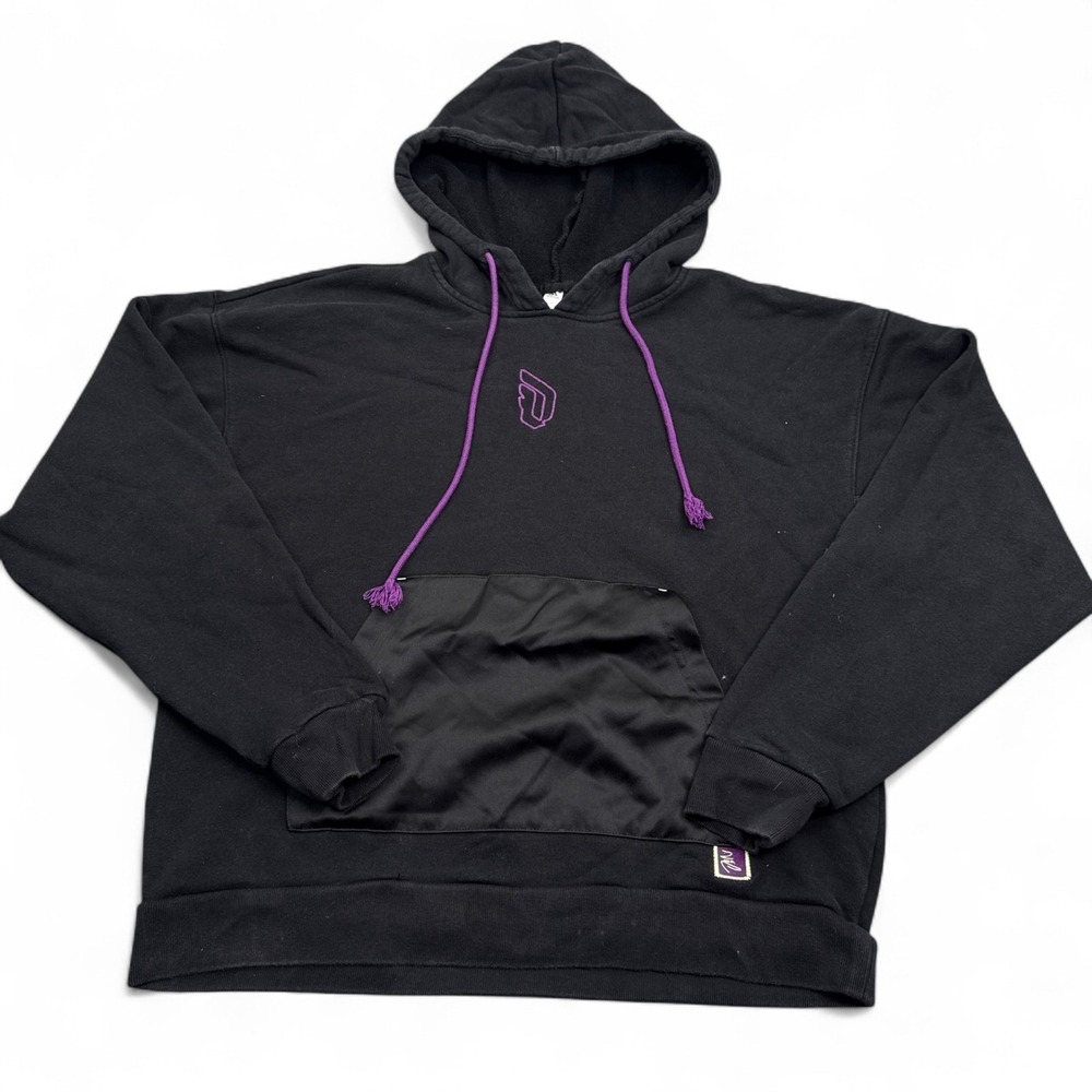 Adidas‎ Black Dame 8 Inn Hoodie Mens Size Medium Black Purple Stitched Logo